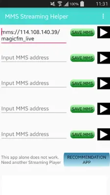 MMS Streaming Helper android App screenshot 2